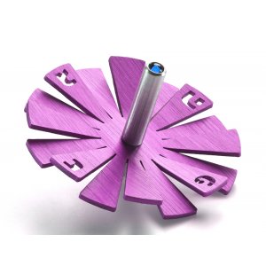 Adi Sidler Brushed Aluminum Chanukah Dreidel, Flying Petals Design - Purple