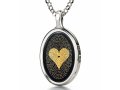 I Love You Pendant in 120 Languages - Silver and Onyx
