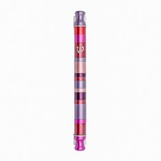Yair Emanuel Anodized Aluminum Cylinder Mezuzah Case, Stripes - Pink and Violet Stripes