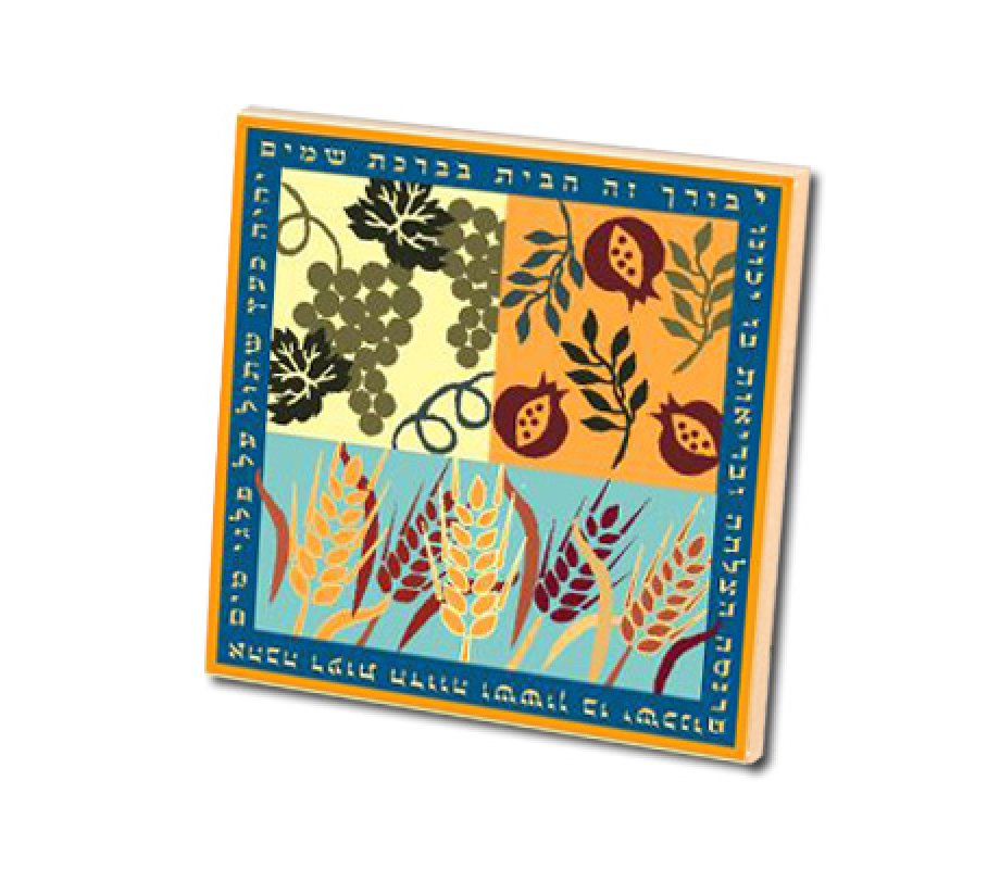 24 pack Dorit Judaica Aluminum Magnet Seven Species Home Blessing - Hebrew