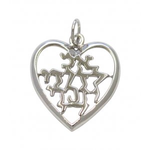 Rhodium Plated Gold Filled Heart Shape, Ani Ledodi in Hebrew in Silver