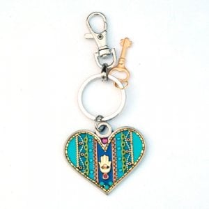 Blue-Green Heart Keychain by Ester Shahaf