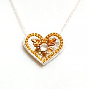Silver Heart Necklace in Shades of Gold by Ester Shahaf