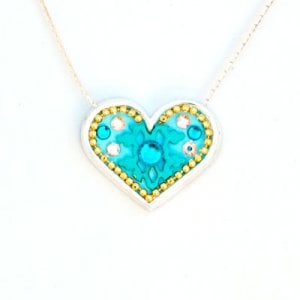 Silver Heart Necklace in Turquoise by Ester Shahaf