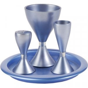 Yair Emanuel Contemporary Anodized Aluminum 4-Piece Havdalah Set - Blue