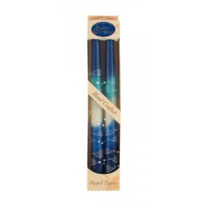 Pair of Galilee Handcrafted Decorative Taper Candles-Shades of Blue