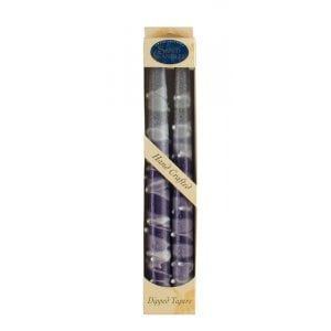 Pair of Galilee Handcrafted Decorative Taper Candles - Purple and Blue