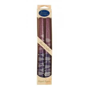 Pair of Galilee Handcrafted Decorative Taper Candles - Purple and Pink