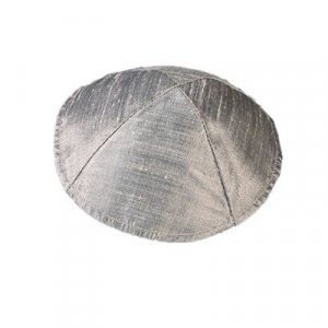 Yair Emanuel Basic Raw Silk Kippah - Silver Grey