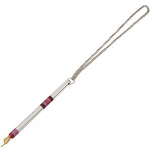 Yair Emanuel Anodized Aluminum Silver Torah Pointer Yad - Red Bands