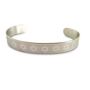 Stainless Steel Adjustable One Size Cuff Bracelet - Stars of David