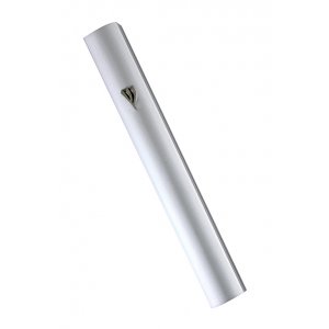 Aluminum Rounded Matte Silver Mezuzah Case - Silver "Shin" Letter