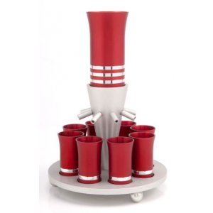 Red-Silver Anodized Aluminum Kiddush Fountain-Agayof