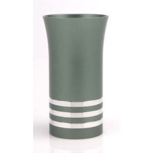 Green Agayof Kiddush Cup with Silver Stripes