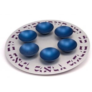 Seder Plate by Agayof with Blue Bowls