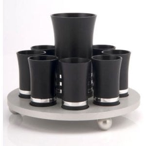 Black-Silver Agayof Kiddush Cup Set