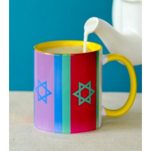 Barbara Shaw Coffee Mug - Colorful Stripes with Stars of David