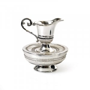 Classic Style Silver-Plated Mayim Achronim Cup and Bowl
