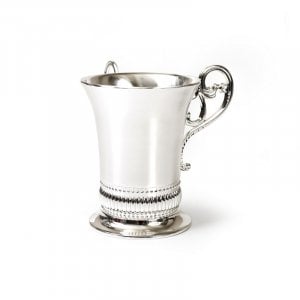 Silver-Plated Netilat Yadayim Wash Cup Natla - Geometric Design at Base