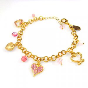 Heart Charm Bracelet in Pink by Edita