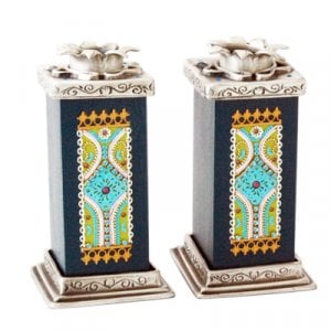 Turquoise-Black Candlesticks by Ester Shahaf