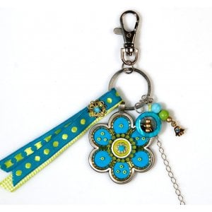 Blue Flower Keychain by Ester Shahaf