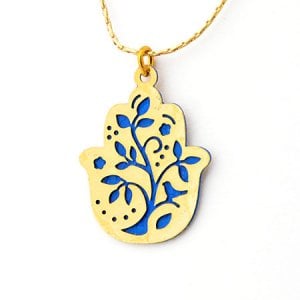 Ester Shahaf Hamsa Necklace with Tree Design