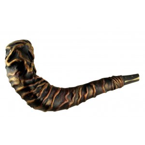 Leather-bound Ram's Horn Shofar - Star of David