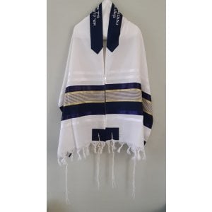 Wool Tallit with Black-Gold Silk Stripes by Galilee Silks