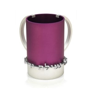 Dabbah Judaica Wash Cup Netilat Yadaim Anodized Aluminum - Purple