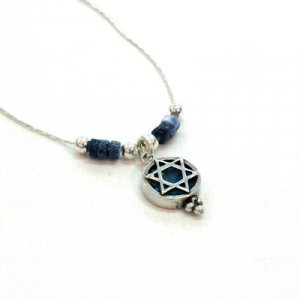 Michal Kirat Silver Star of David with Roman Glass Decoration and Demorterite Beads