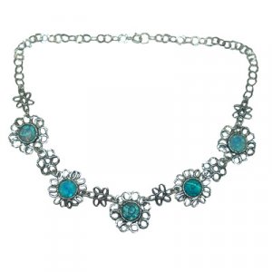 Michal Kirat Antique Roman Glass and Silver Necklace - Winter Blossom Design