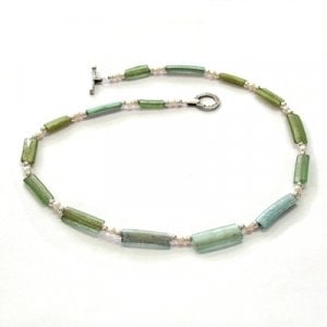 Michal Kirat Necklace Fifteen Ancient Roman Glass Beads with Freshwater Pearls