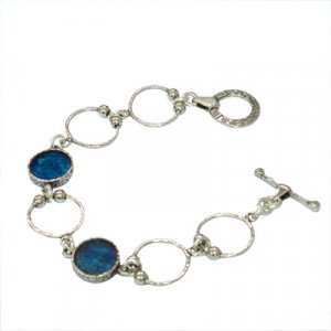 Delicate Circles Silver and Roman Glass Bracelet