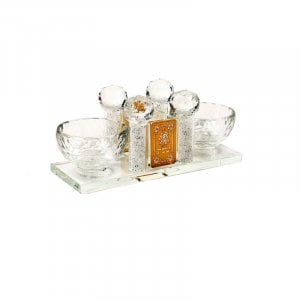 Crystal Salt, Pepper and Toothpick Holder with Gold Decoration