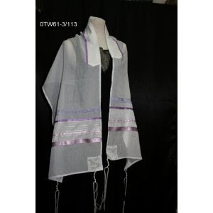 Purple and Pink Stripe Tallit Set by Ronit Gur