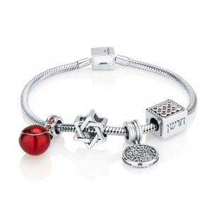 Sterling Silver Charm Bracelet with 4 Charms