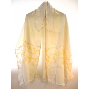 Sheer Tallit with a Touch of Gold by Galilee Silks