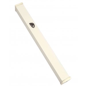 Classic Off-White Aluminum Mezuzah with Shin