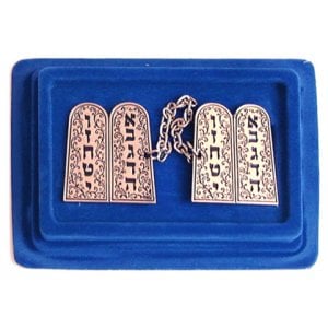 Tallit Prayer Shawl Clips, Nickel Plated - Torah Tablets Swirling Design