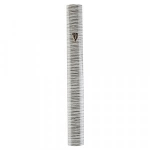 Rounded Aluminum Mezuzah Case - Slim Gray Stripes
