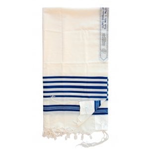 Talitnia Wool Tallit Traditional Kosher Prayer Shawl - Blue & White Stripes