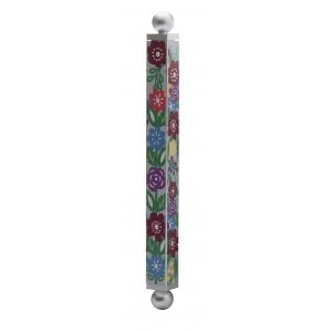 Dorit Judaica Aluminum Mezuzah Case - Colorful Floral Design