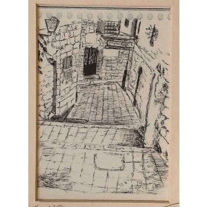 YehuditsArt Sketch Print of Narrow Alleyway in Safed