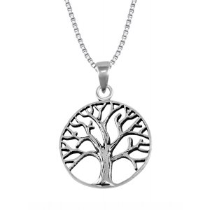Tree of Life Necklace Pendant in Sterling Silver with Chain