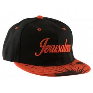 Baseball Cap with Jerusalem and Paint Splatter Design - Black & Red