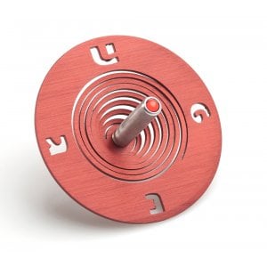 Adi Sidler Spiral Coil Chanukah Dreidel Brushed Aluminum - Red