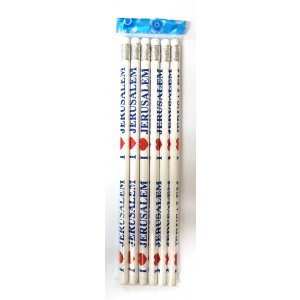 Set of 6 Souvenir Israel Pencils - I Love Jerusalem