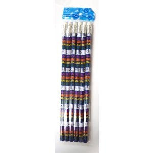 Set of Six Souvenir Wood Pencils Decorated with Multicolored "Jerusalem"