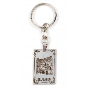 Dog Tag Key Ring, Framed Western Wall - Stainless Steel
